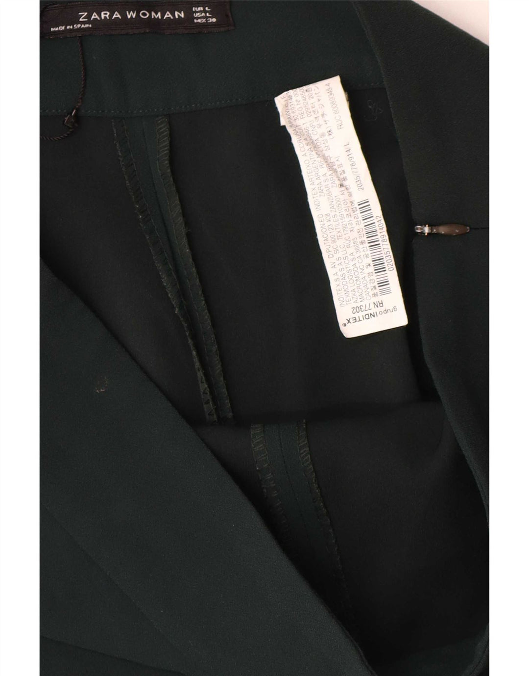 Zara Womens Brede Ben Cropped Trousers Large W30 L26 Grøn Polyester