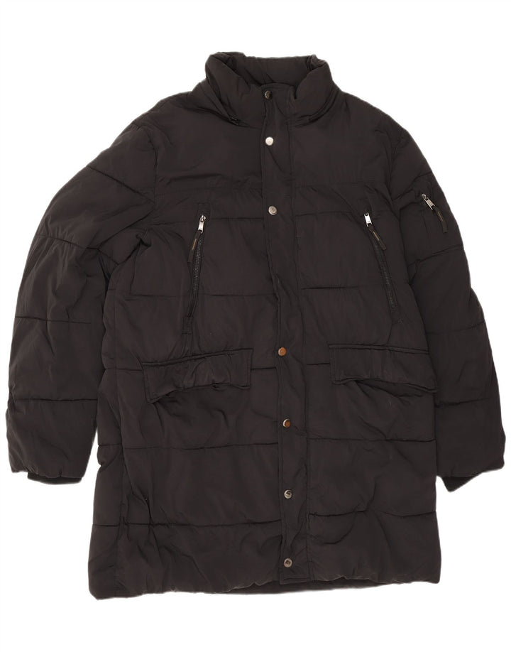 Zara Herre Polstret Frakke UK 40 Stor Sort Polyester