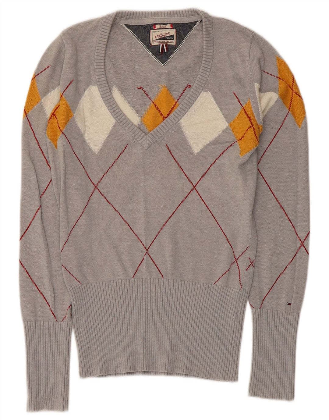 Tommy Hilfiger Dame Heritage V-hals sweater UK 10 Small Grey