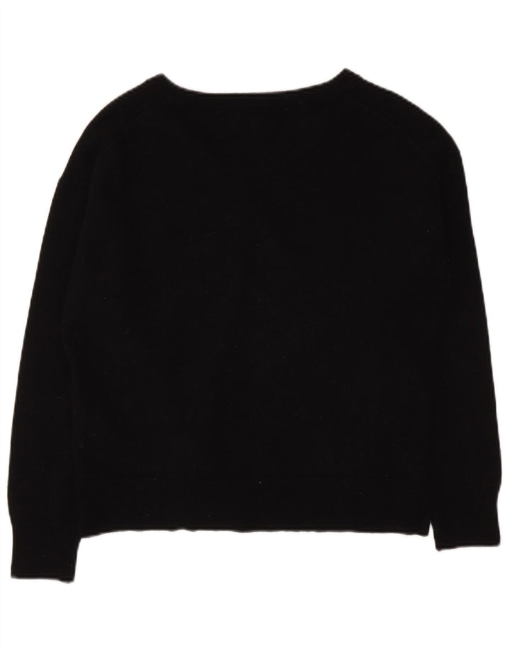 Massimo Dutti Dame V-hals sweater UK 14 Medium Sort Uld