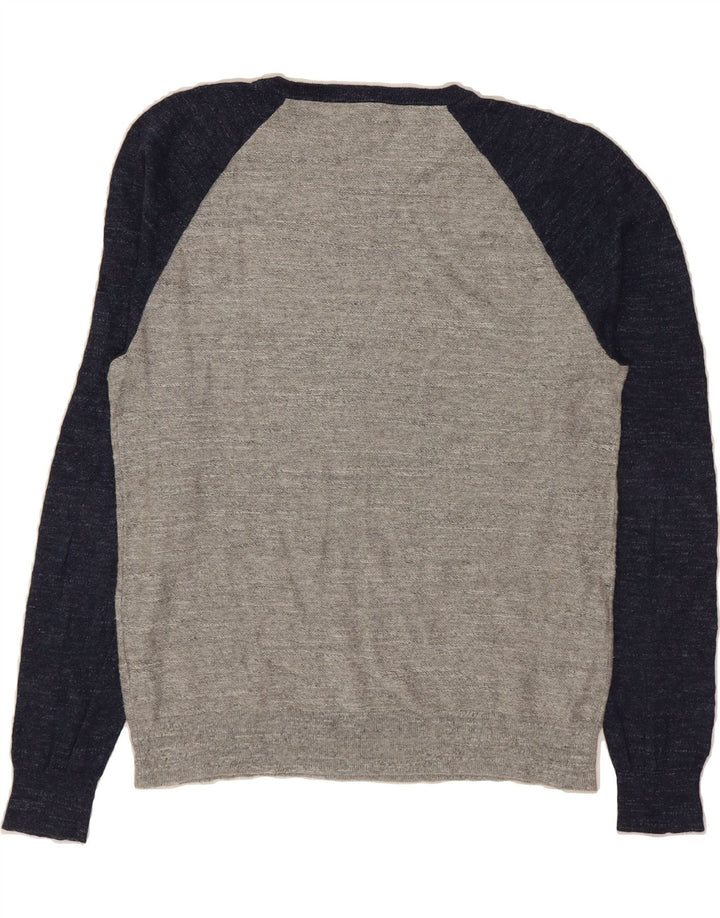 J. CREW Mens Slim Fit Crew Neck Jumper Sweater Large Grey Colourblock Vintage J. Crew and Second-Hand J. Crew from Messina Hembry 