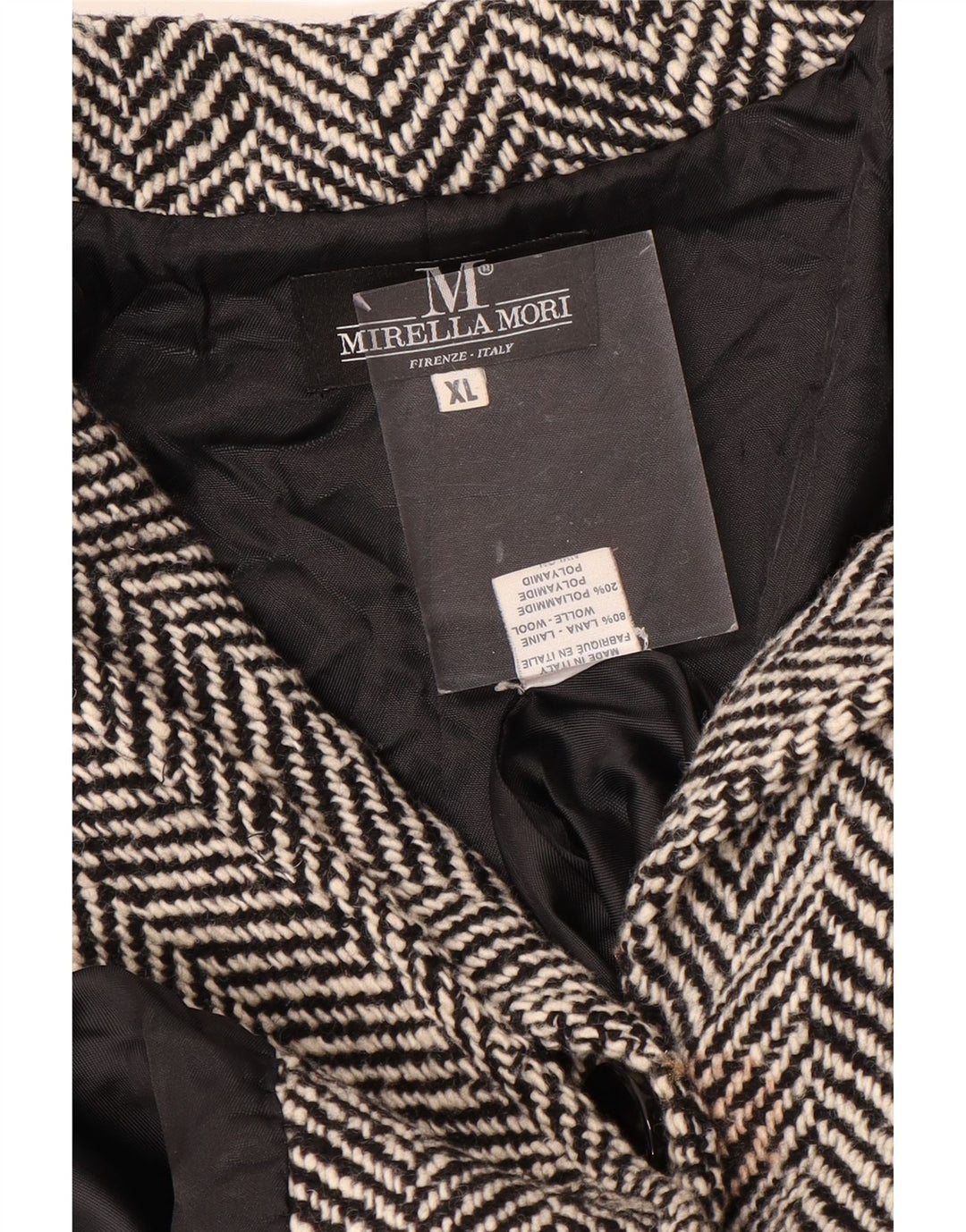 MIRELLA MORI Oversized overfrakke til kvinder UK 18 XL Sort sildebensuld