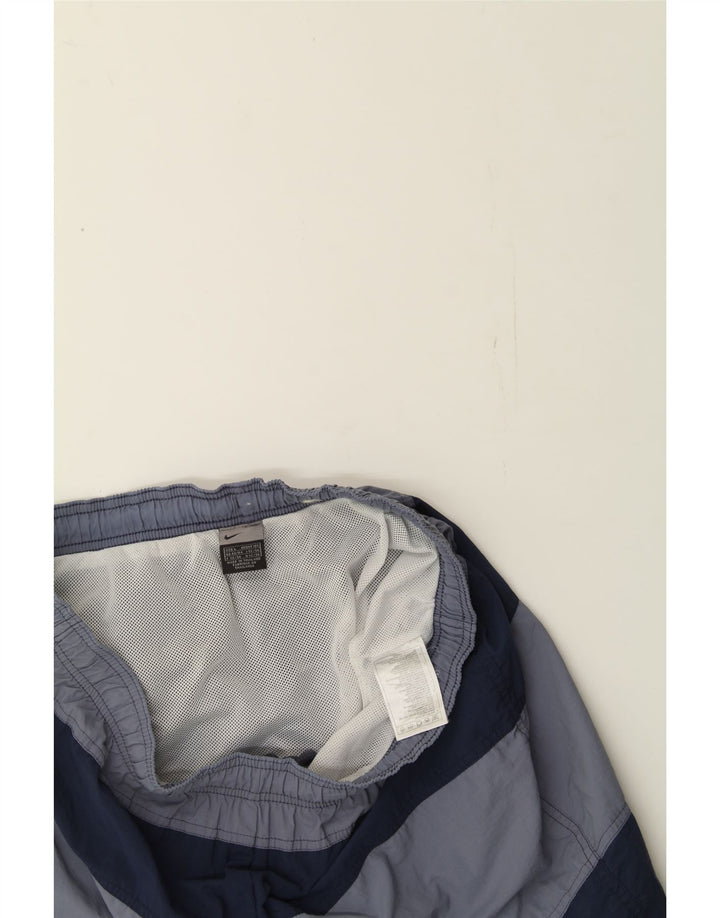 NIKE Mens Graphic Sport Shorts Large  Navy Blue Striped Nylon Vintage Nike and Second-Hand Nike from Messina Hembry 