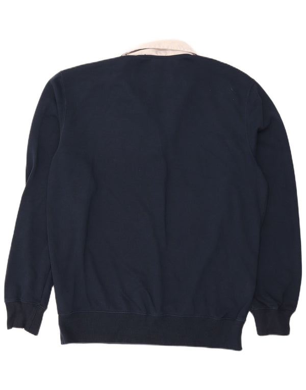 Champion Mens Graphic Polo Neck Sweatshirt Jumper 2XL Navy Blue Cotton