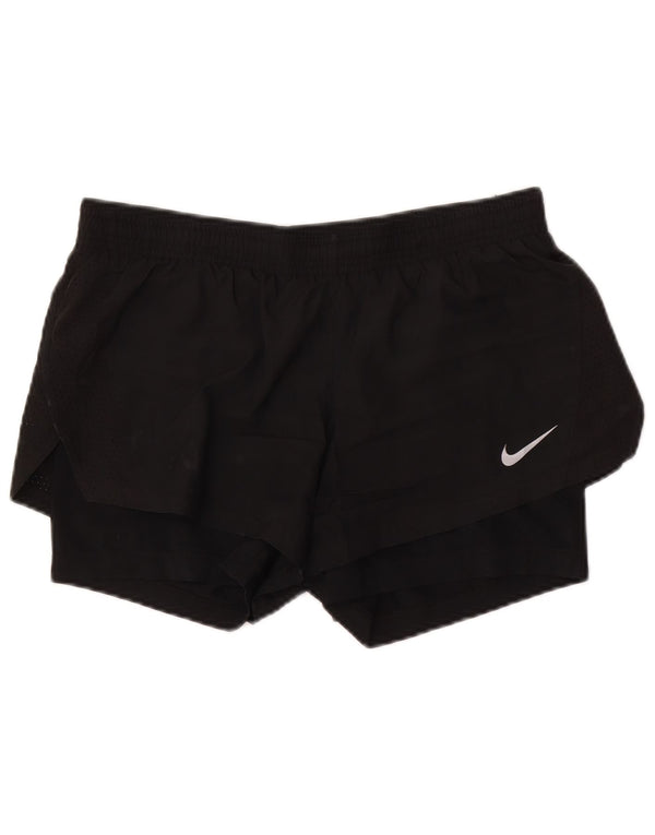Nike Dame Dri Fit sportsshorts UK 14 Medium Sort Polyester