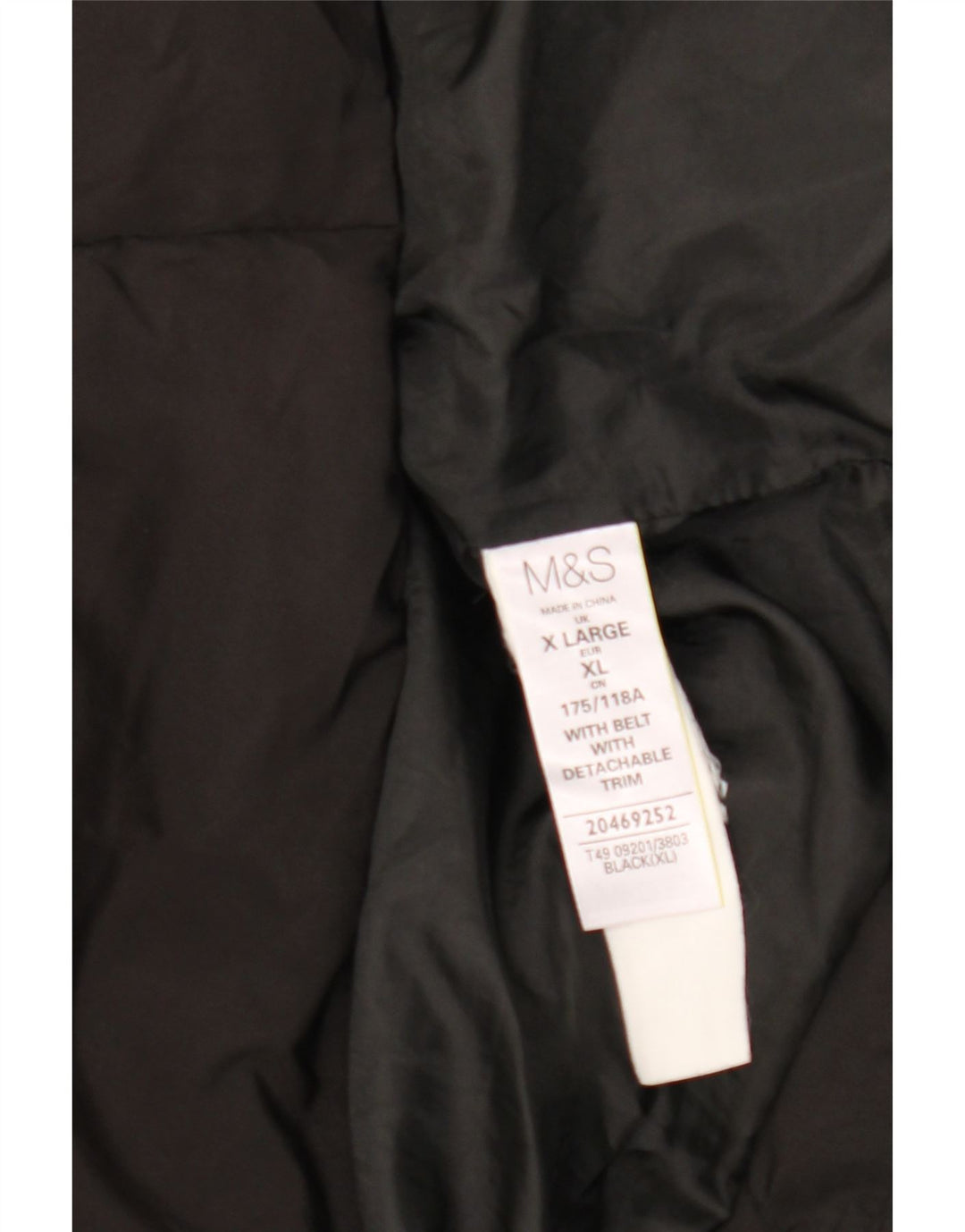 Marks & Spencer Polstret frakke med hætte til kvinder UK 18 XL sort polyester