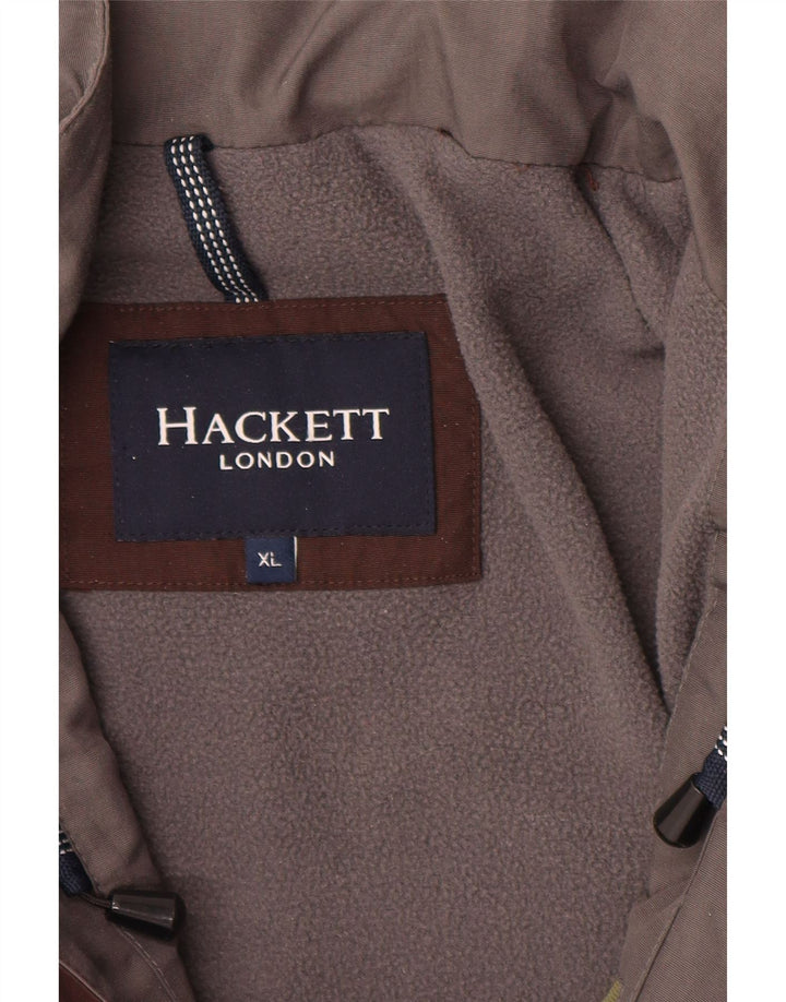 HACKETT Herre Grafisk Hooded Windbreaker Jacket UK 42 XL Brun Nylon