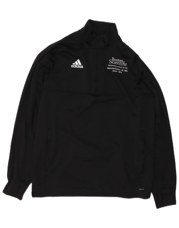 Adidas Herre Climalite Graphic Zip Neck Sweatshirt Jumper Large Sort