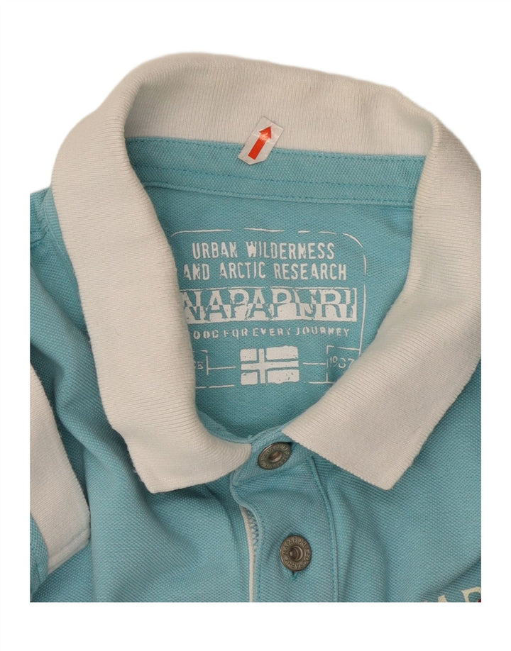 NAPAPIJRI Poloskjorte til mænd XL Blå Colourblock Bomuld