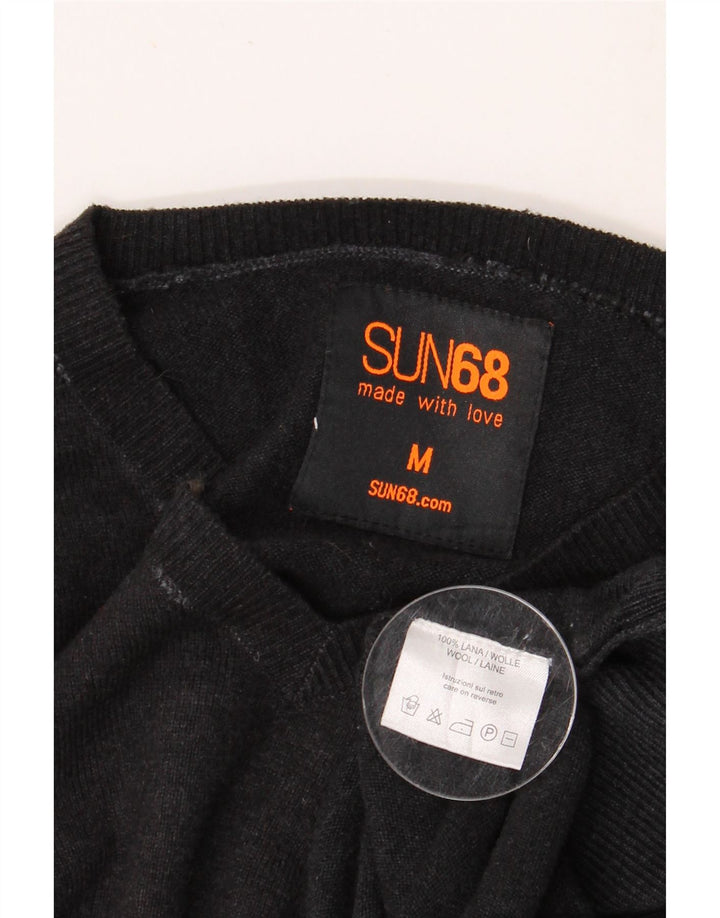 SUN68 Herre V-hals sweater mellemgrå uld