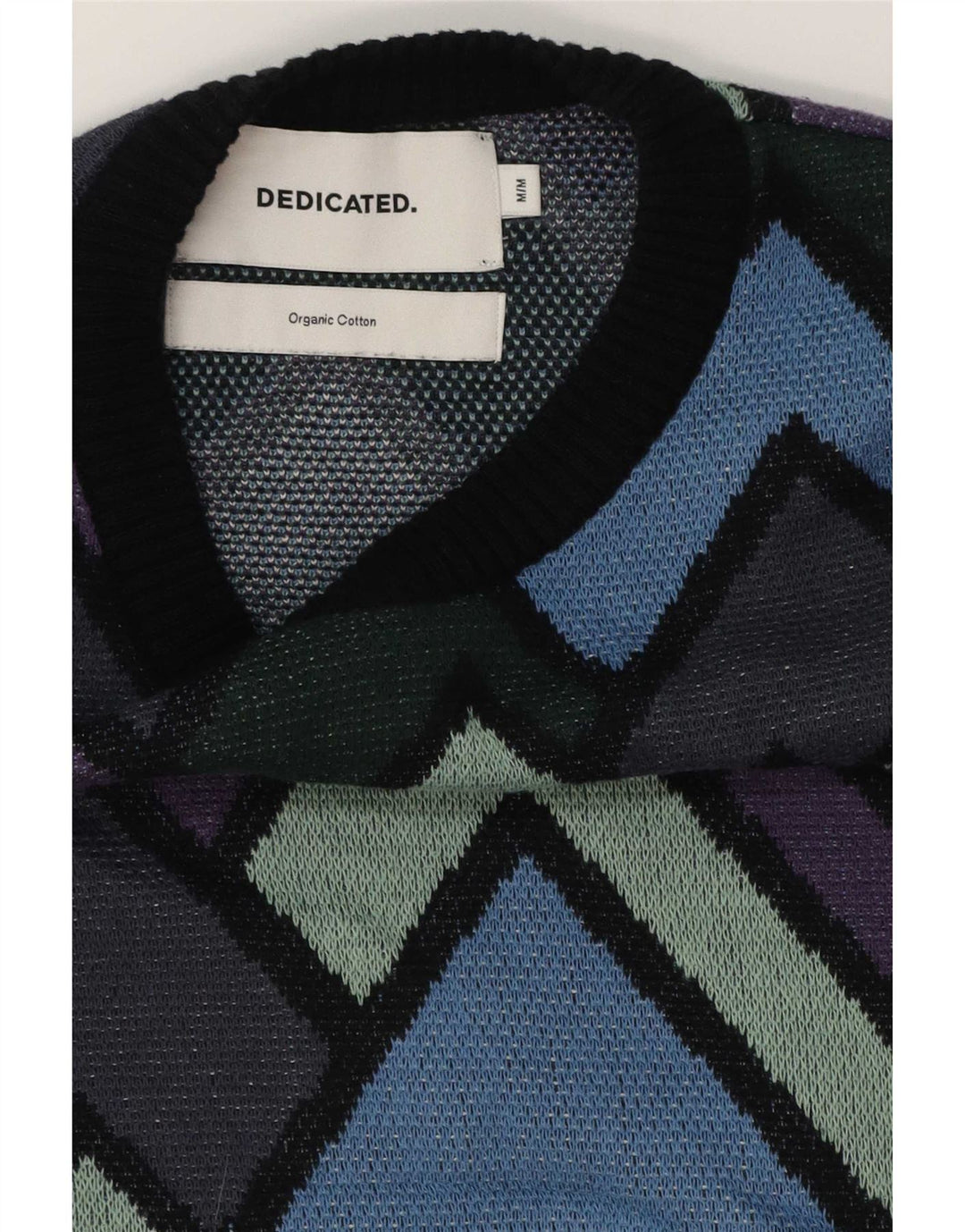 Vintage mænd med rund hals sweater medium flerfarvet geometrisk bomuld