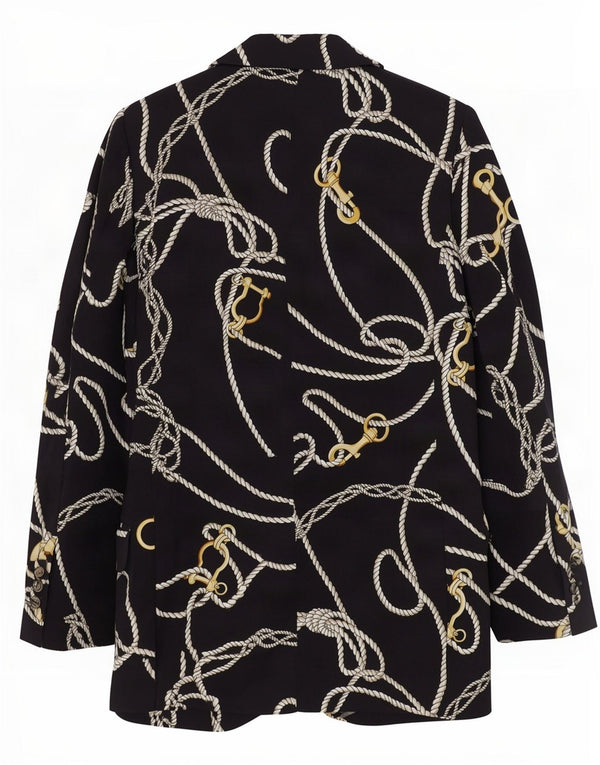 Zara Dame Loose Fit Abstrakt Blazer Jacket UK 6 XS Navy Blue