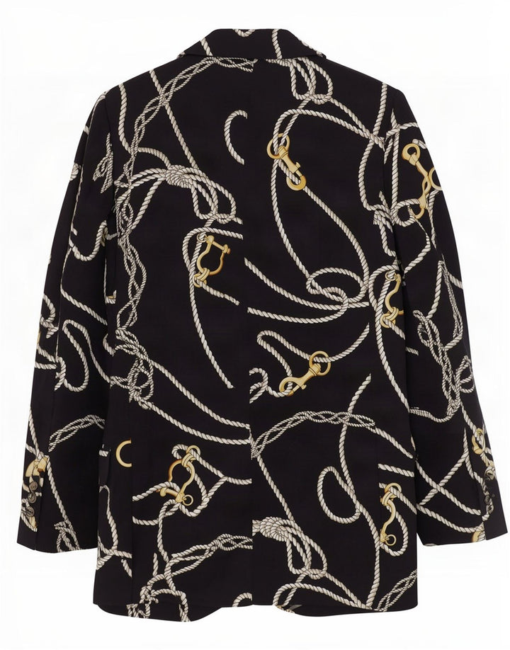 Zara Dame Loose Fit Abstrakt Blazer Jacket UK 6 XS Navy Blue