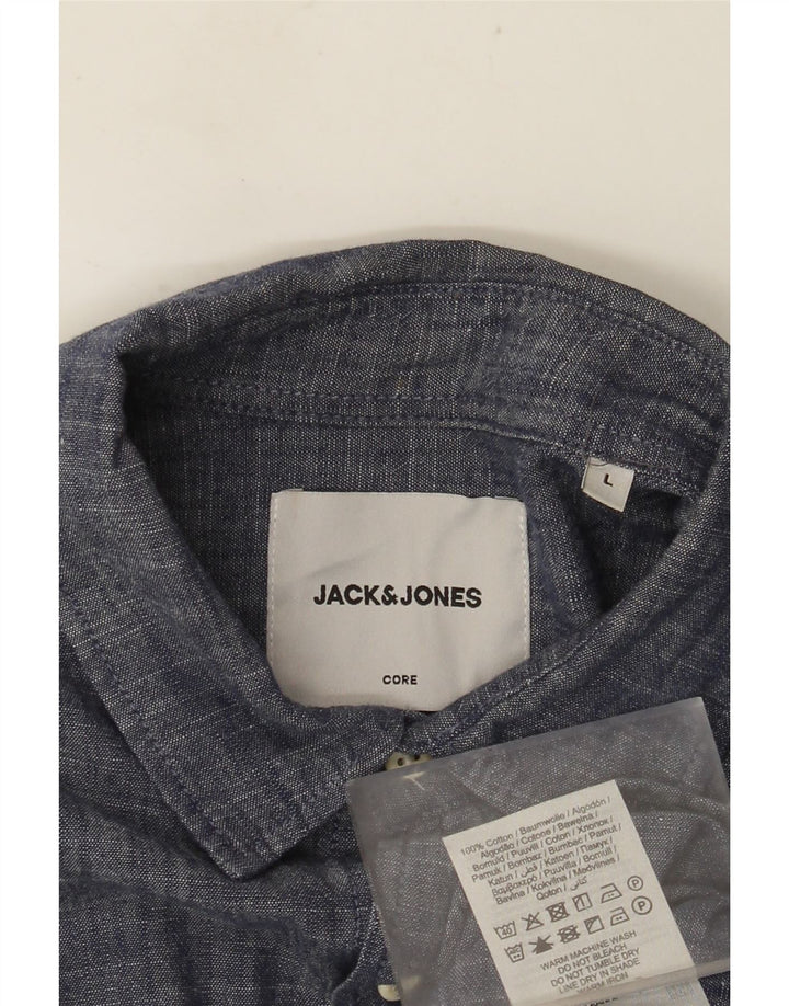 JACK & JONES Herre Core Shirt Large Navy Blue Flecked Bomuld