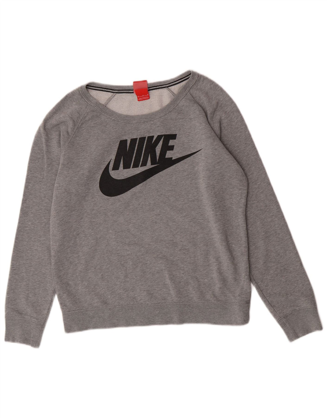 Nike Dame Grafisk Loose Fit Sweatshirt Jumper UK 14 Medium Grey Bomuld