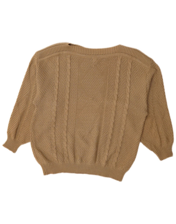 Vintage Dame Oversized Boat Neck Jumper Sweater EU 48 2XL Brun