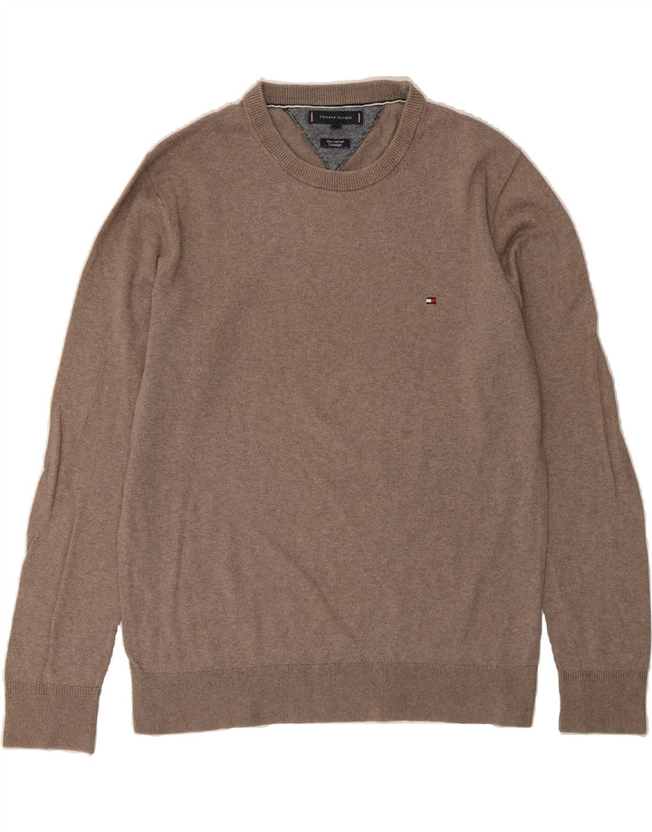 TOMMY HILFIGER Mens Crew Neck Jumper Sweater Large Brown Cotton Vintage Tommy Hilfiger and Second-Hand Tommy Hilfiger from Messina Hembry 