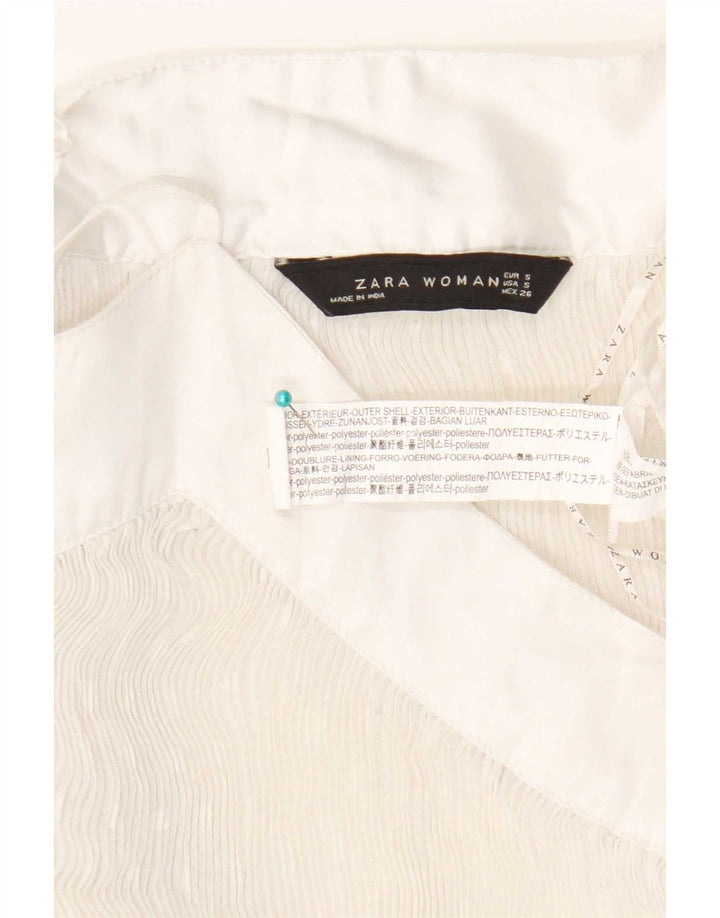Zara Womens Crop Cami Top UK 10 Small White Spotted Polyester