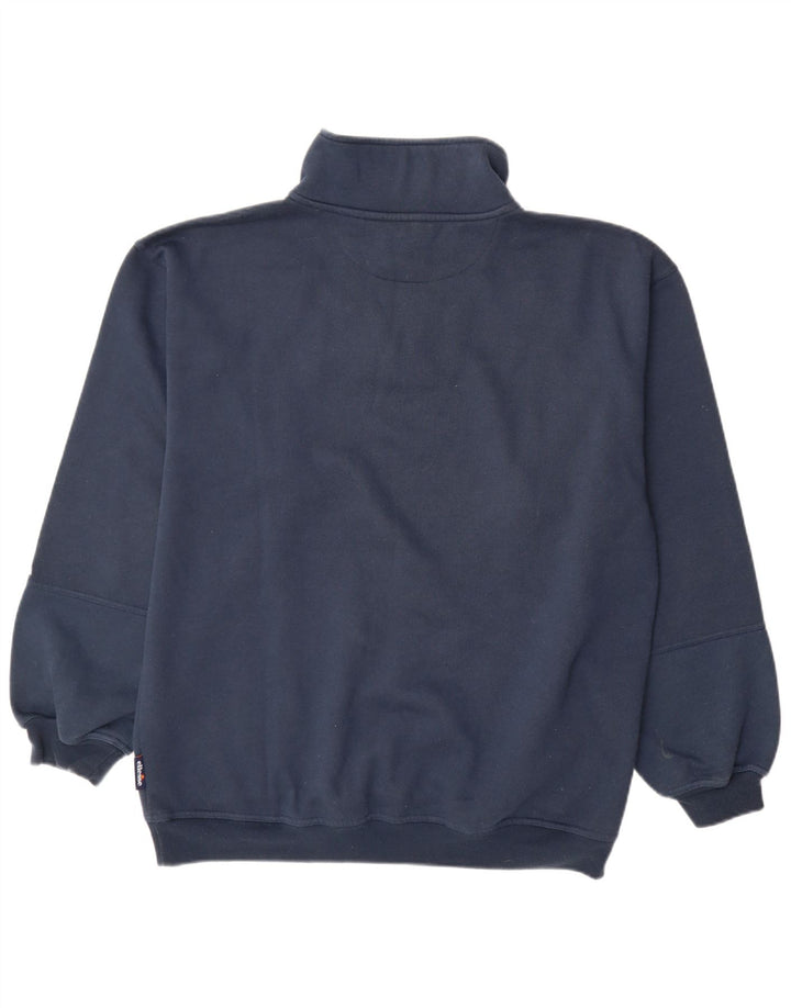 Ellesse Herre Zip Neck Sweatshirt Jumper Large Navy Blue Bomuld