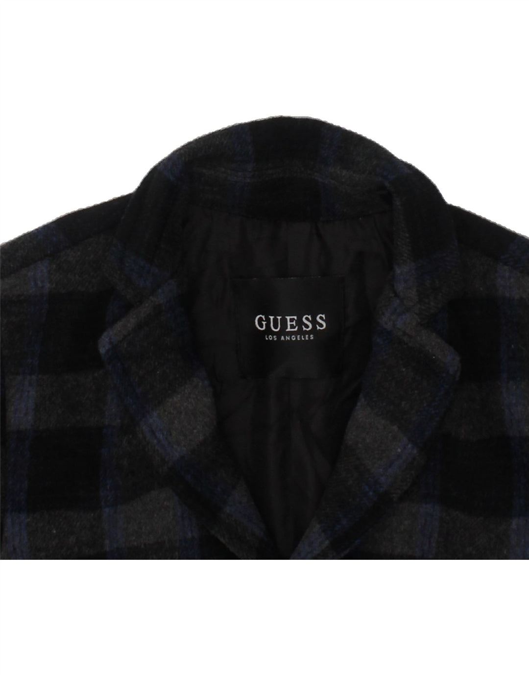 GUESS Baby Boys Overcoat 6-9 Months Navy Blue Check Vintage Guess and Second-Hand Guess from Messina Hembry 