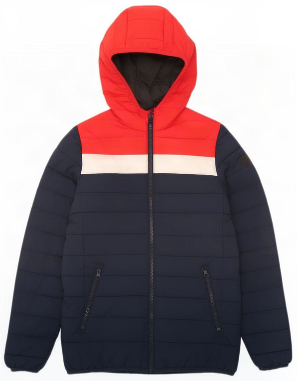 Jack & Jones Polstret jakke med hætte til drenge 11-12 år Navy Blue Colourblock
