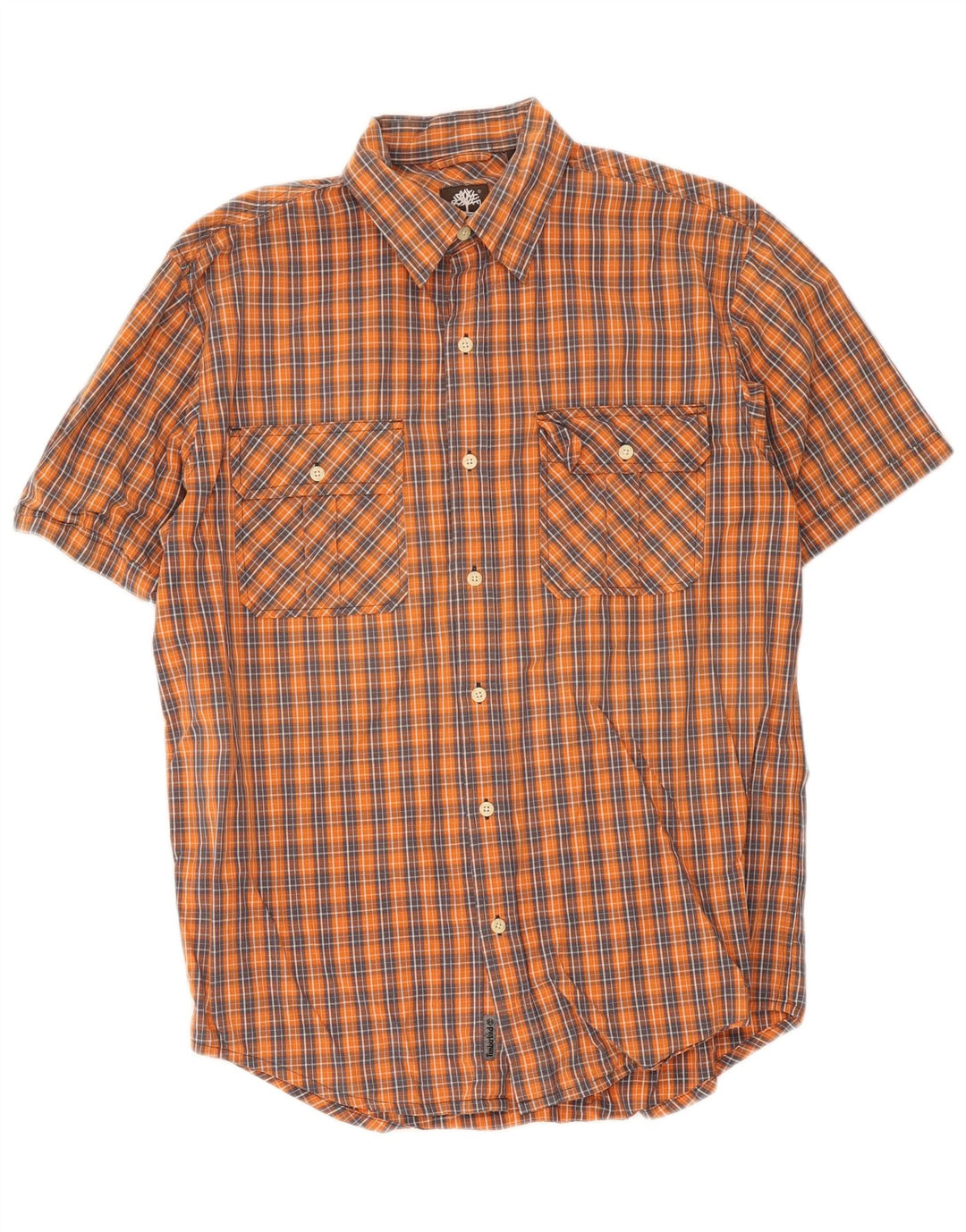 Timberland Kortærmet Herreskjorte Medium Orange Ternet Bomuld