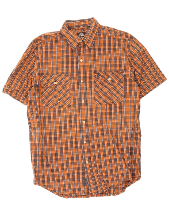 Timberland Kortærmet Herreskjorte Medium Orange Ternet Bomuld