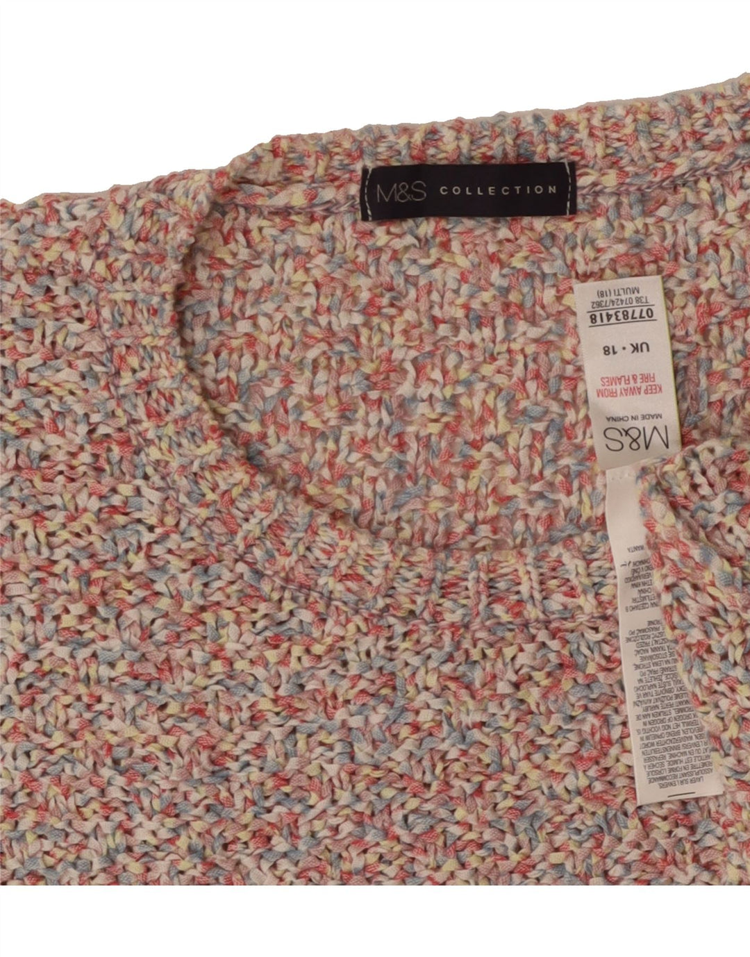 MARKS & SPENCER Womens Boat Neck Jumper Sweater UK 18 XL  Multicoloured Vintage Marks & Spencer and Second-Hand Marks & Spencer from Messina Hembry 