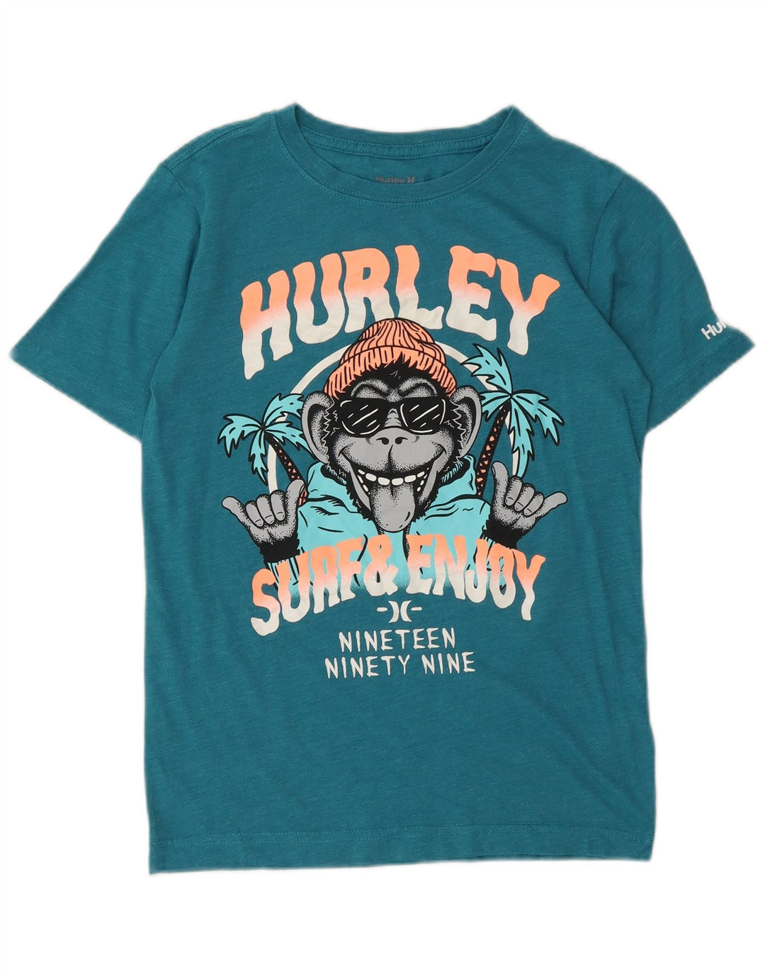 Hurley Boys Grafisk T-Shirt Top 10-11 år Medium Blå Bomuld