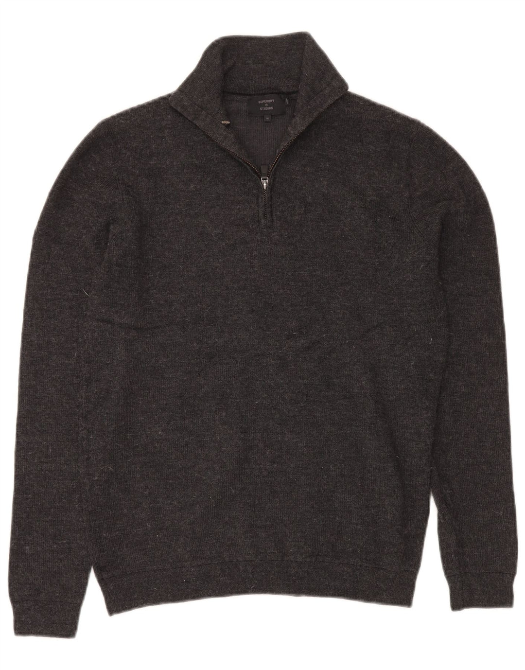 SUPERDRY sweater med lynlås til mænd mellemgrå merinould