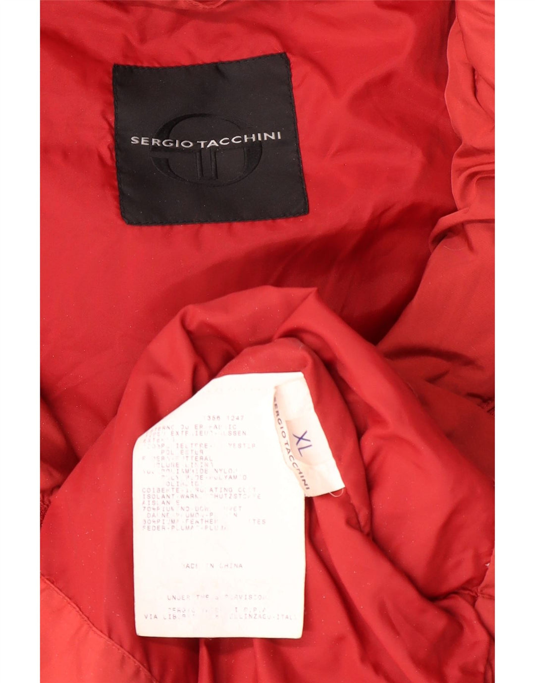 SERGIO TACCHINI Herre hættepolstret jakke UK 42 XL Rød Polyester
