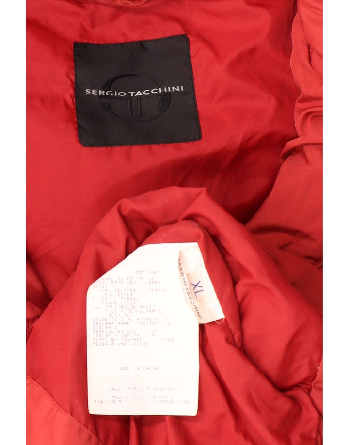 SERGIO TACCHINI Herre hættepolstret jakke UK 42 XL Rød Polyester