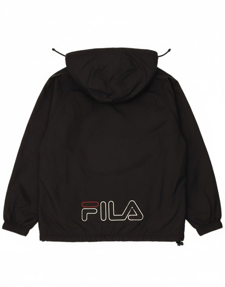 FILA Boys Oversized Graphic Hooded Rain Jacket 11-12 Years Large  Black