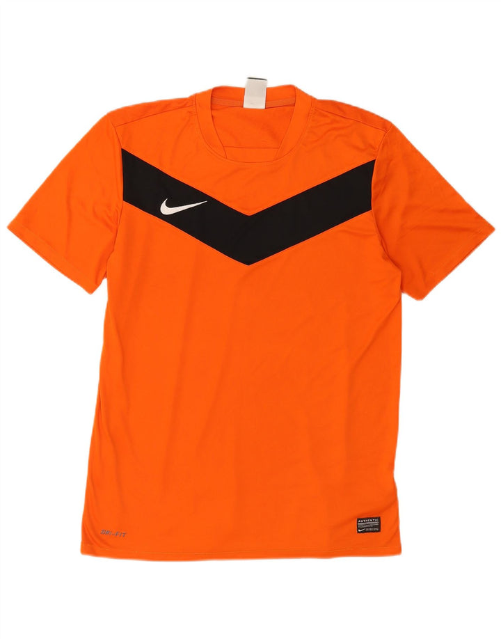 Nike Herre T-shirt Top Medium Orange Colourblock Polyester