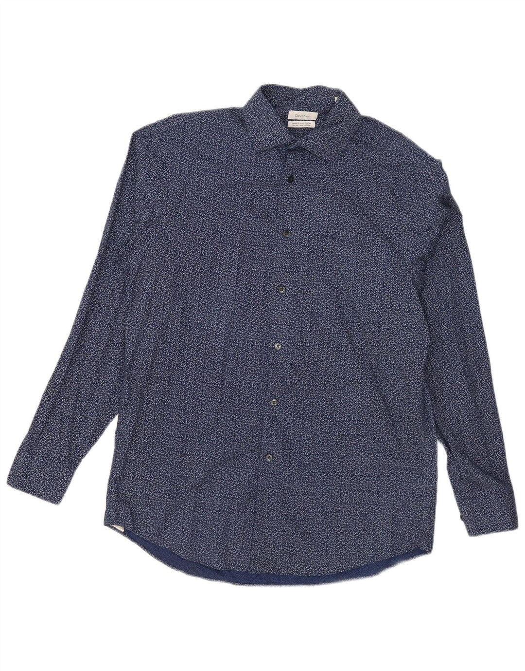Calvin Klein Herre Regular Fit Skjorte Størrelse 15 1/2 Medium Marineblå Plettet