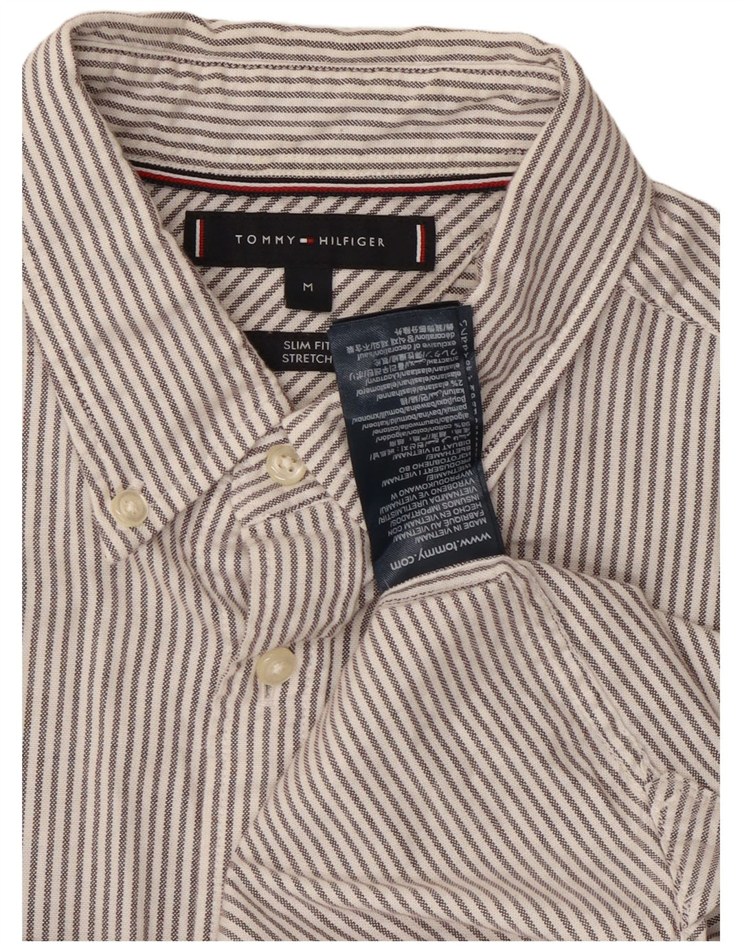 Tommy Hilfiger Herre Slim Fit skjorte Medium Grey Pinstripe Bomuld