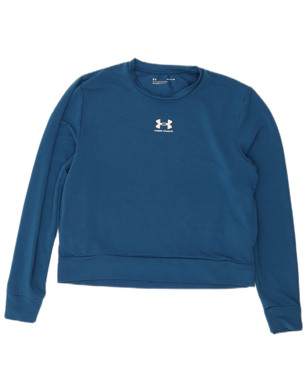 UNDER ARMOUR Womens Crop Loose Fit Sweatshirt Jumper UK 10 Small Blue
