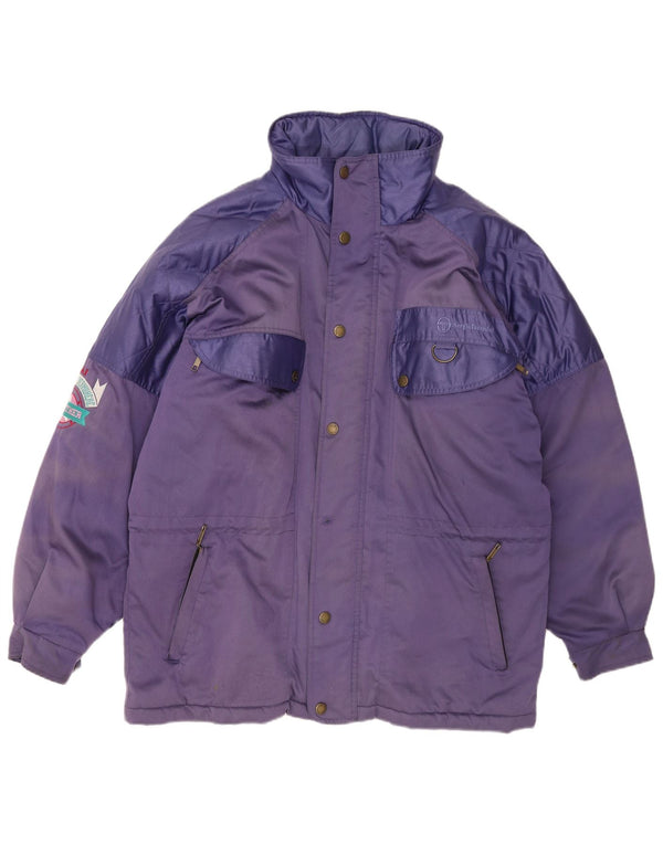 Sergio Tacchini Herre Loose Fit polstret jakke UK 40 Large Purple Colourblock