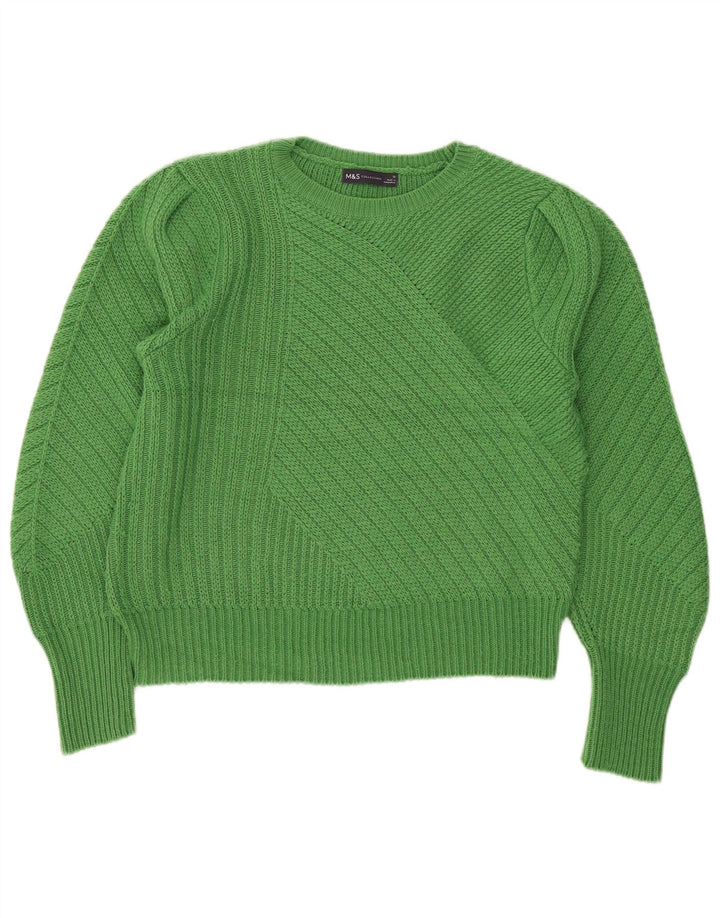 Marks & Spencer Dame Boat Neck Jumper Sweater UK 12 Medium Green