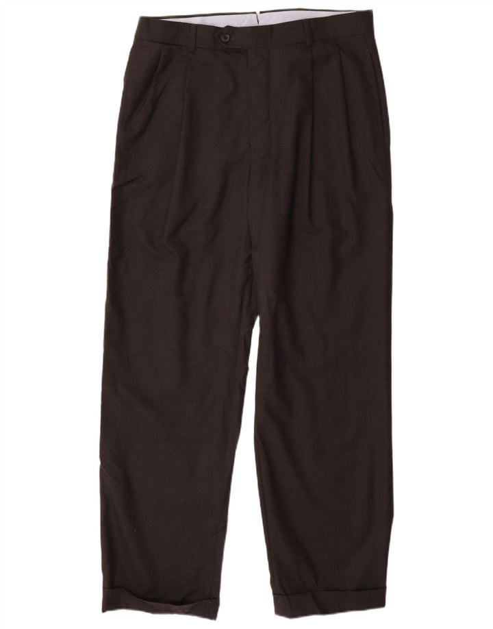 BROOKS BROTHERS Mens Madison Pegged Suit Trousers W33 L30 Grey Wool