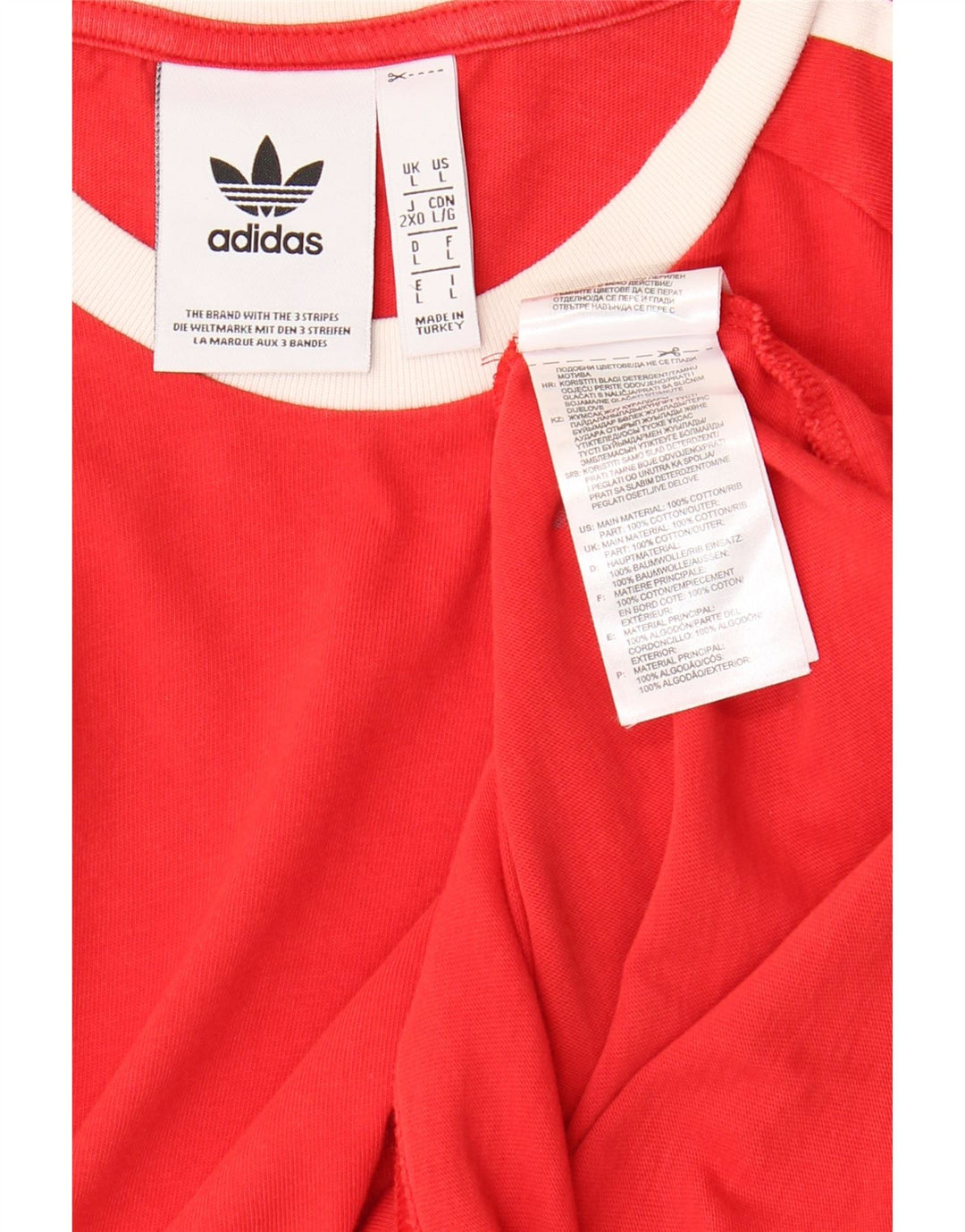 ADIDAS Herre T-Shirt Top Stor Rød Bomuld