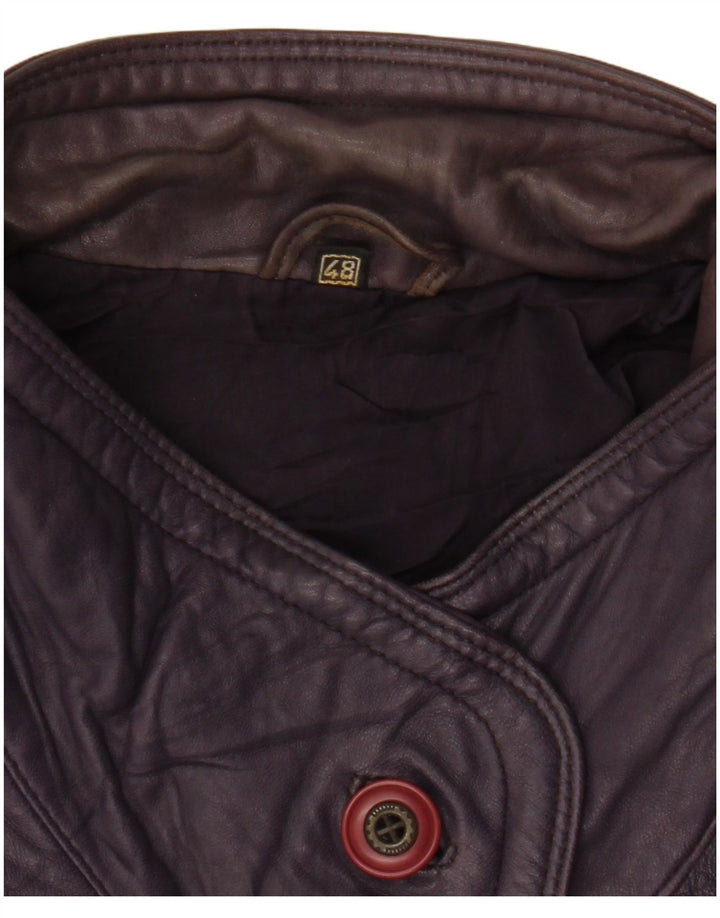 VINTAGE Læderfrakke til kvinder EU 48 2XL Lilla Læder