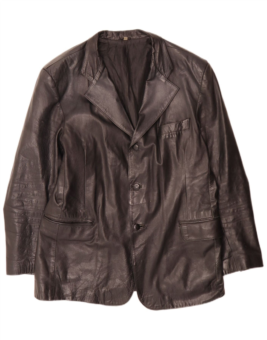 Vintage herre 3 knap læder blazerjakke IT 54 XL Sort