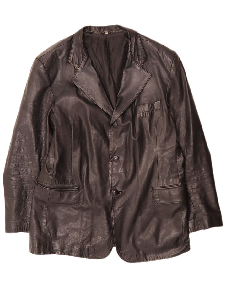 Vintage herre 3 knap læder blazerjakke IT 54 XL Sort