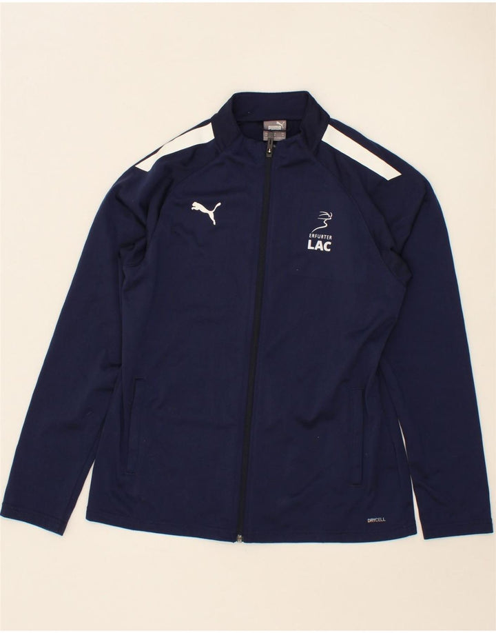 PUMA Womens Graphic Tracksuit Top Jacket UK 12 Medium Navy Blue Vintage Puma and Second-Hand Puma from Messina Hembry 