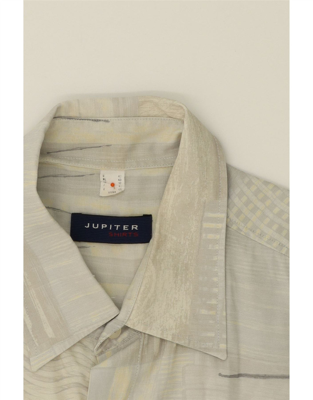 JUPITER Mens Short Sleeve Shirt Size 17 1/2 XL Off White Patchwork Viscose Vintage Jupiter and Second-Hand Jupiter from Messina Hembry 