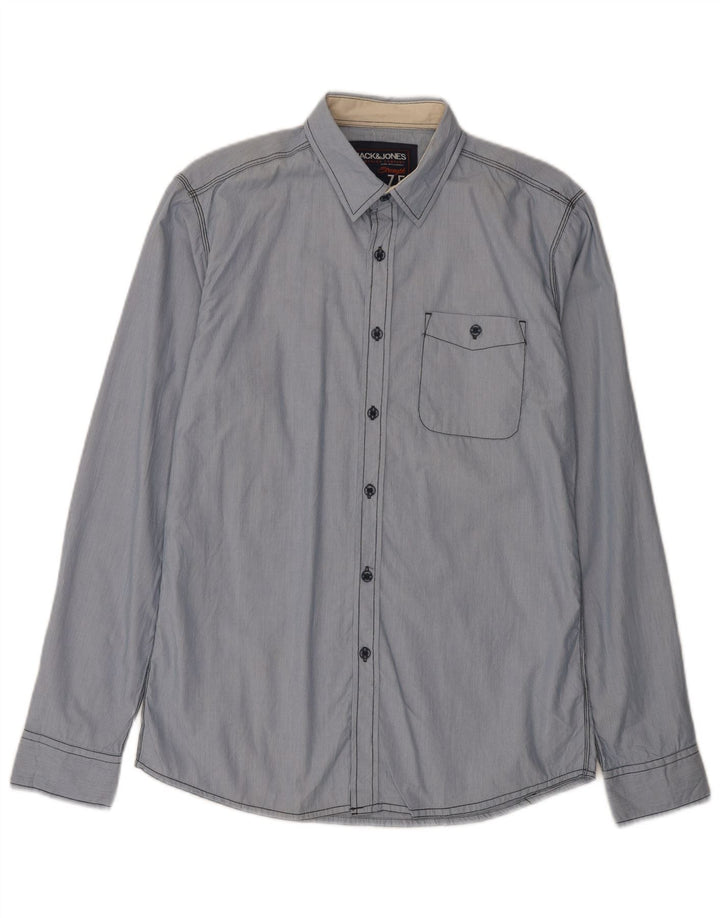 Jack & Jones Herre grafisk skjorte medium blå nålestribet bomuld
