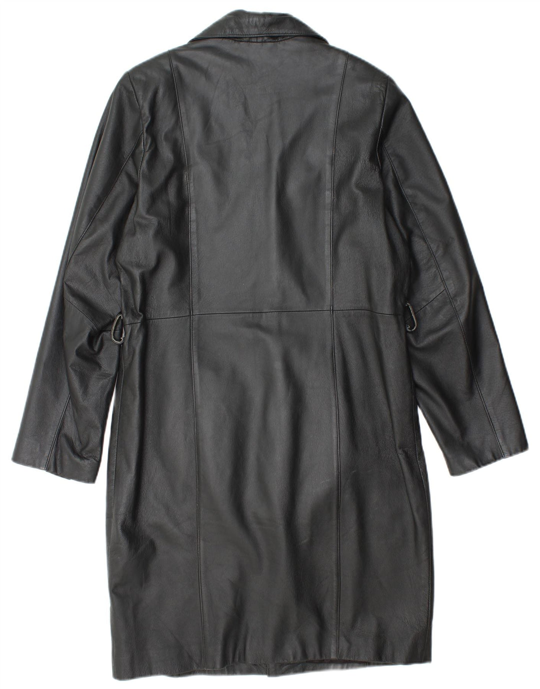 VINTAGE Læderfrakke til kvinder UK 14 Medium Sort Læder