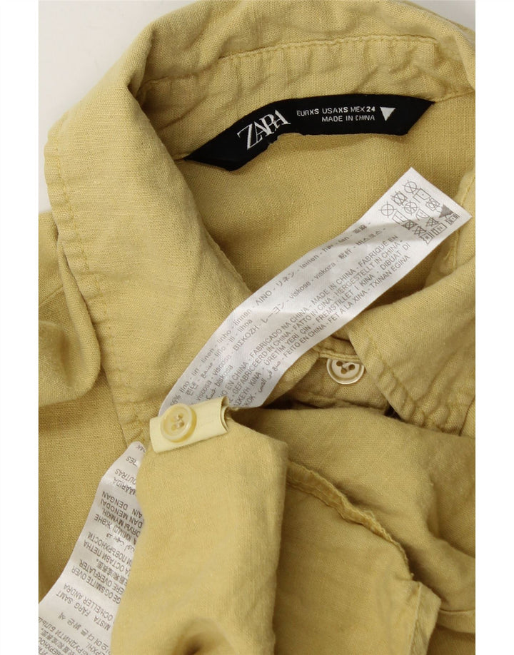 ZARA Oversized skjorte til kvinder UK 6 XS Gul hør