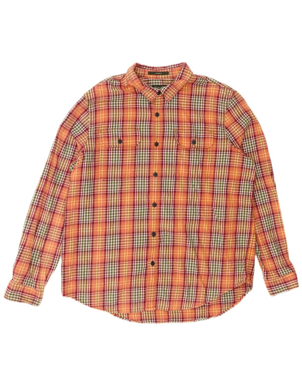 EDDIE BAUER Herre Classic Fit Flanellskjorte 2XL Orange Ternet Bomuld